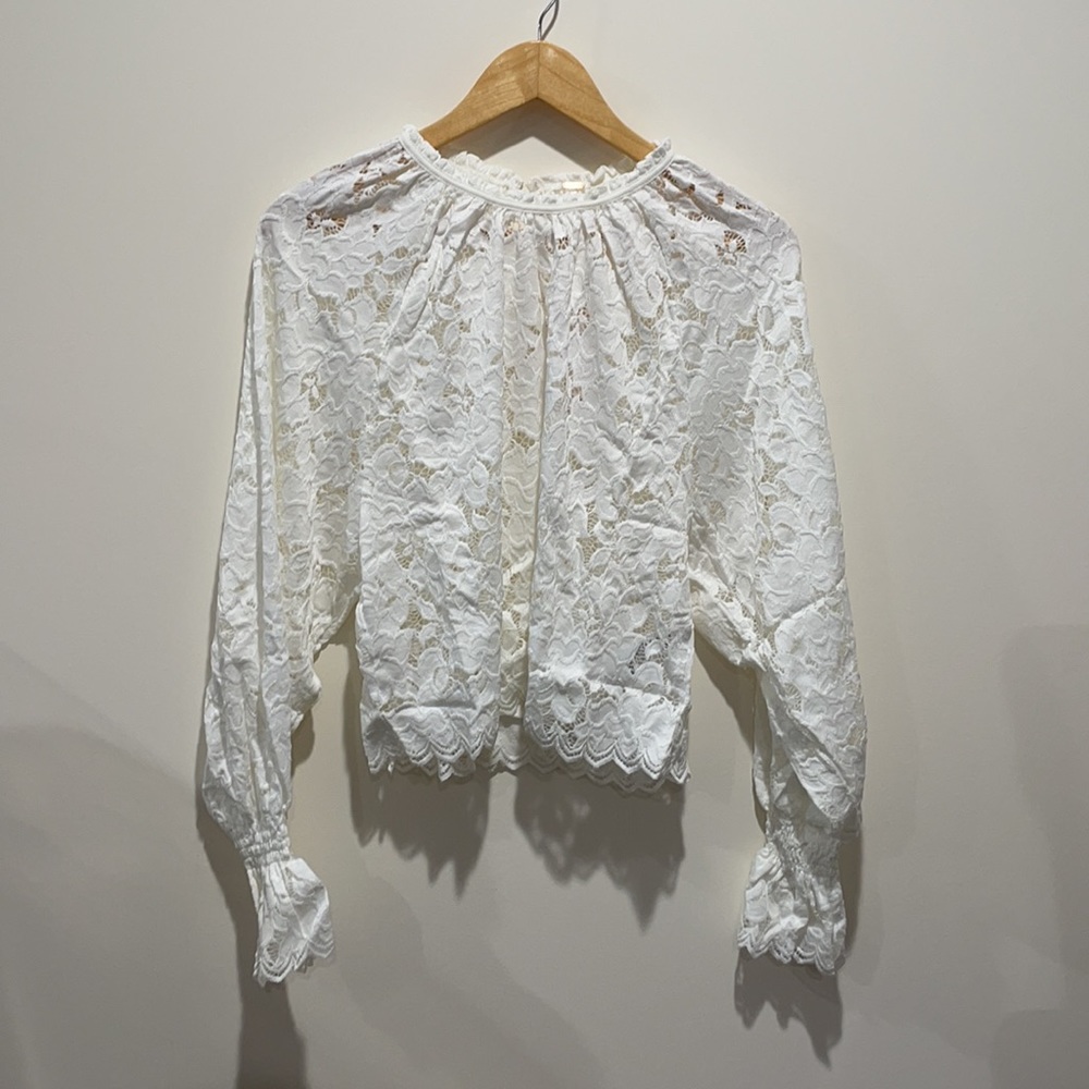 NEW • Free People • Olivia Lace Blouse White XS - Picture 5 of 7